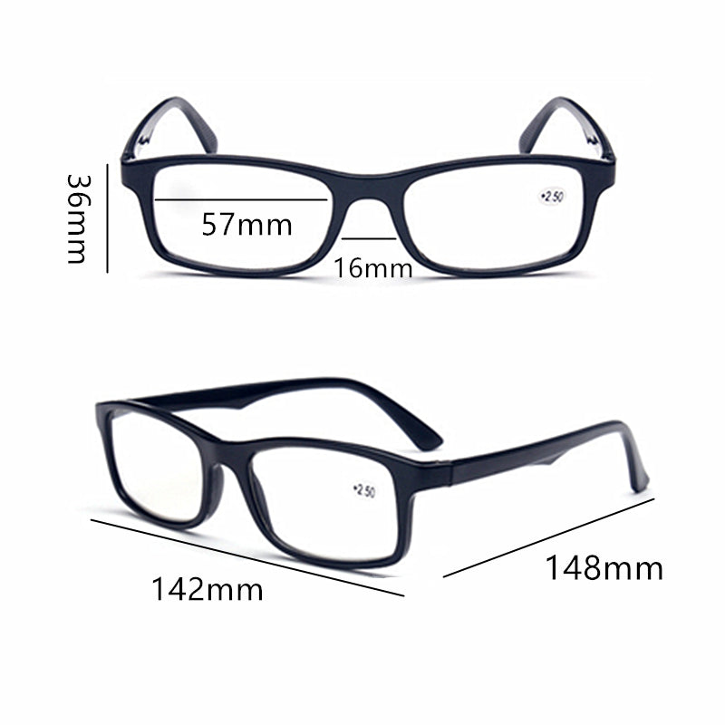 Black 6 Pairs Mens Ladies Wayfarer Frame Magnifying Reading Glasses Nerd Spectacl - +2.50 Strength