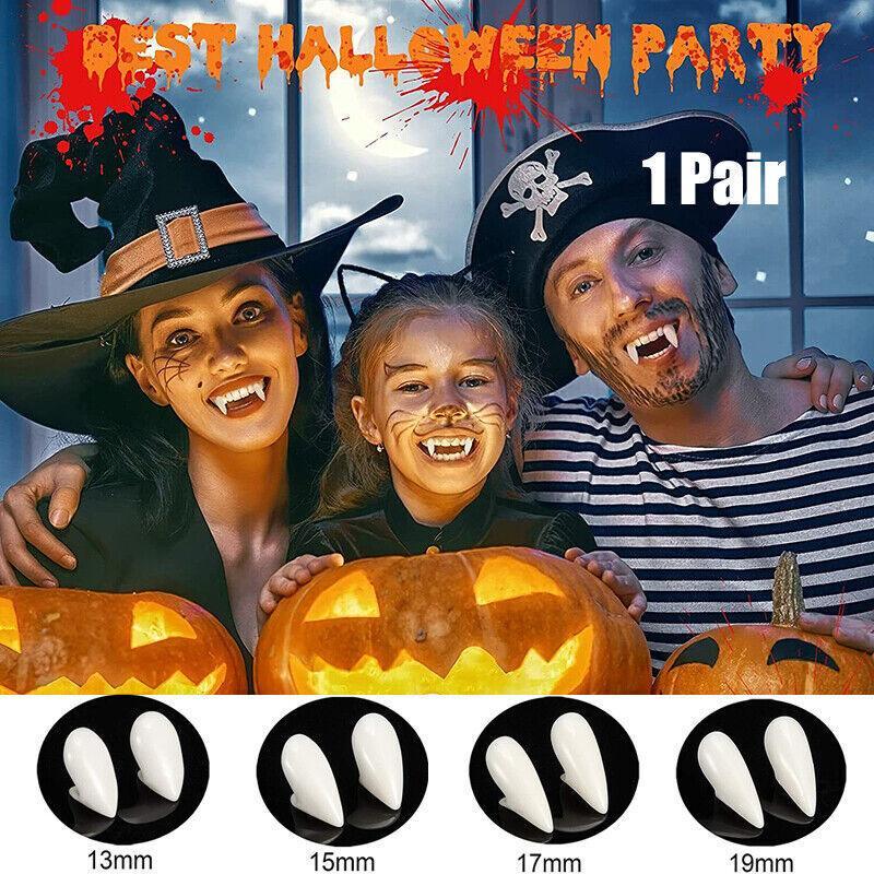 Cosplay Vampire Fangs Fake Teeth for Halloween Costume Party Dress Up 2PCS Prop Set - 19mm-1Piar