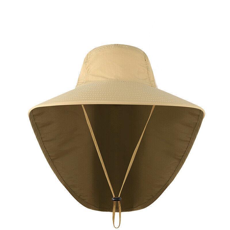 1x Neck Flap Cap Unisex Outdoor Sport Fishing Hat Sun Protection Wide Brim Cover - Navy