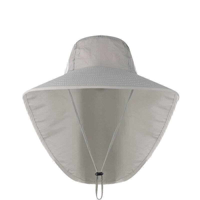 1x Neck Flap Cap Unisex Outdoor Sport Fishing Hat Sun Protection Wide Brim Cover - Black