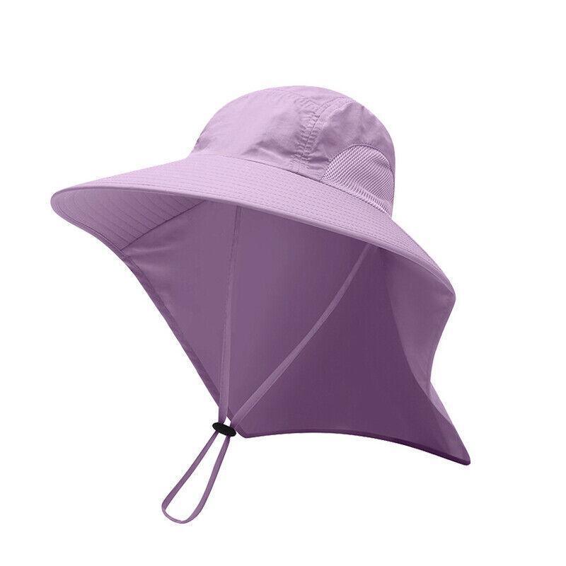 1x Neck Flap Cap Unisex Outdoor Sport Fishing Hat Sun Protection Wide Brim Cover - Black