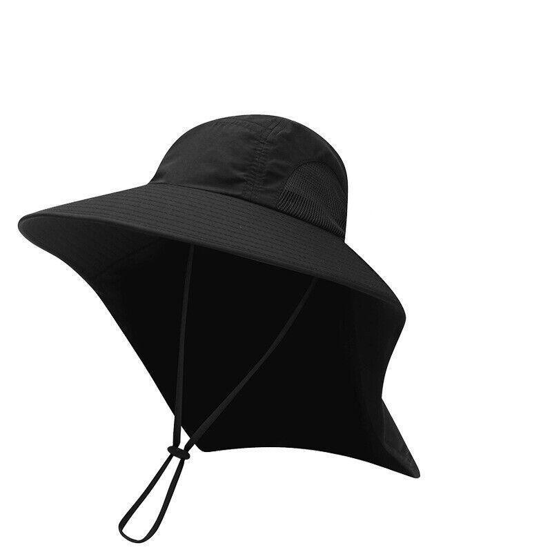 1x Neck Flap Cap Unisex Outdoor Sport Fishing Hat Sun Protection Wide Brim Cover - Khaki