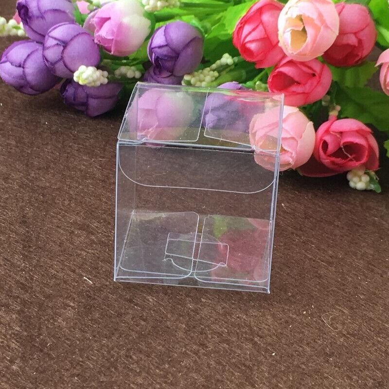 50 PVC Clear Transparent Macaron Square Cube Boxes For Wedding Favour Gift Candy - 50*50*50MM