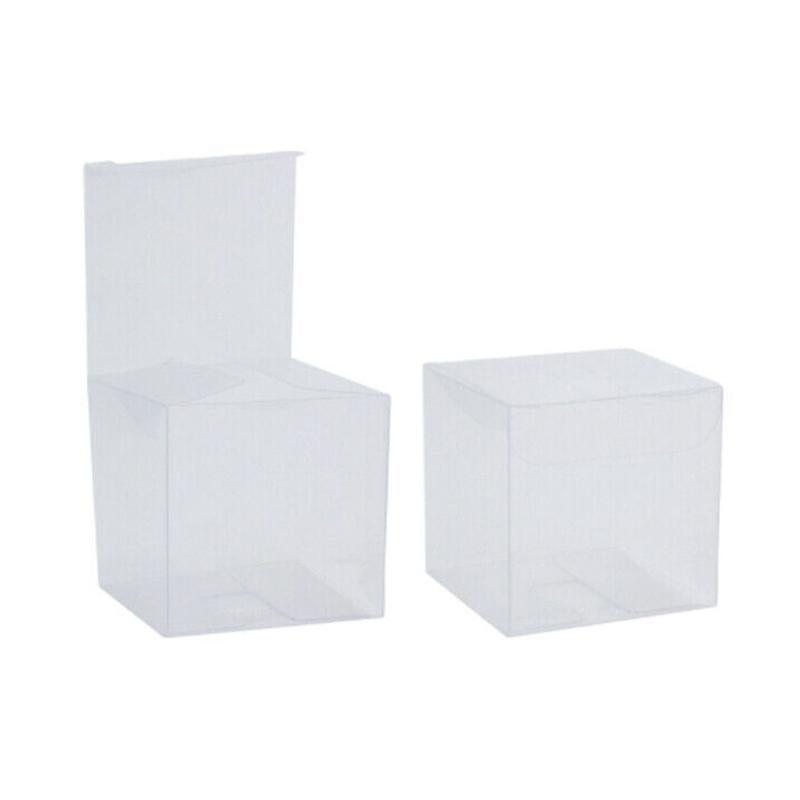50 PVC Clear Transparent Macaron Square Cube Boxes For Wedding Favour Gift Candy - 70x70x70MM