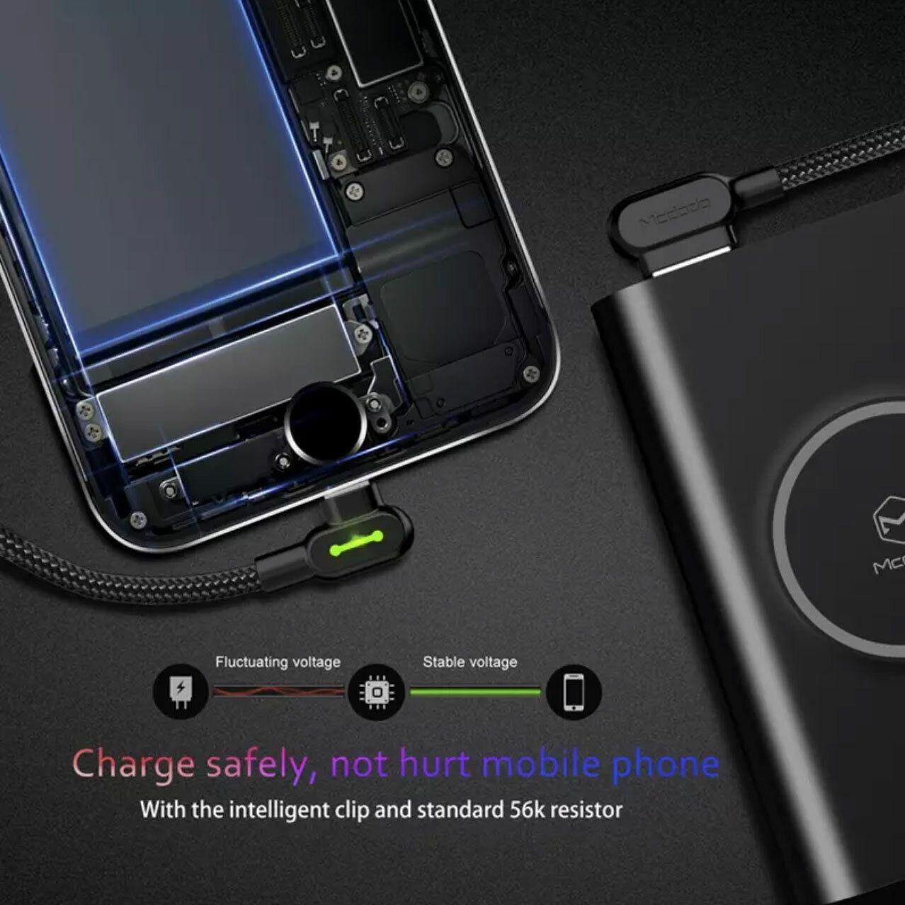 Mcdodo Fast Usb Cable Heavy Duty Charging Syn Charger Iphone 90 Degree Angle - 1.8m