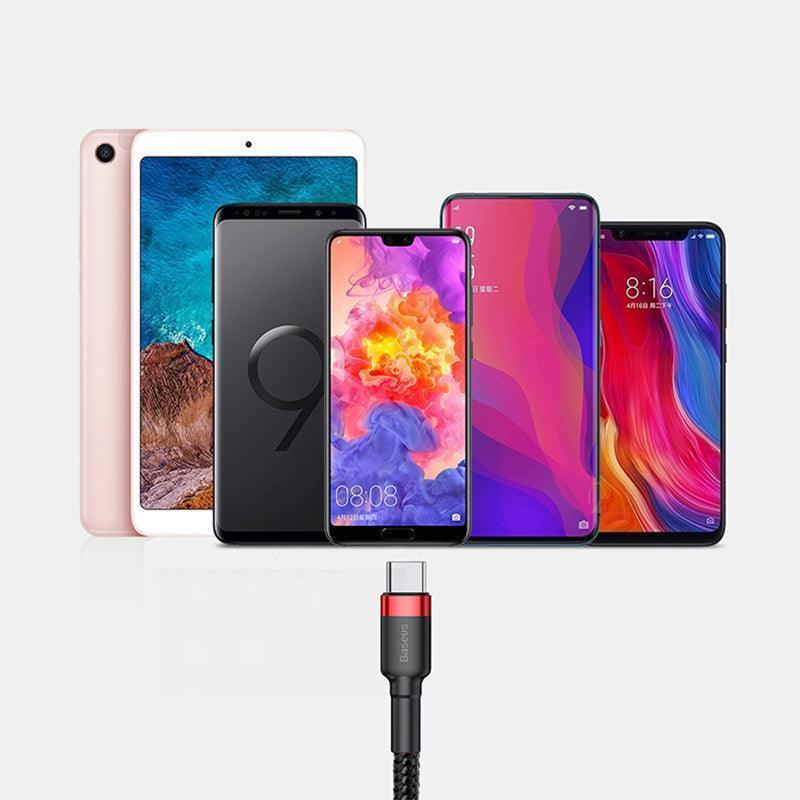 Red+Black Baseus USB to Type C Charger Cable 3A Fast Charging for Huawei - 0.5M 1PC