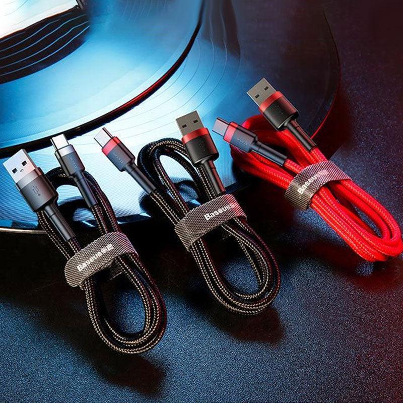 Red+Black Baseus USB to Type C Charger Cable 3A Fast Charging for Huawei - 1M 1PC