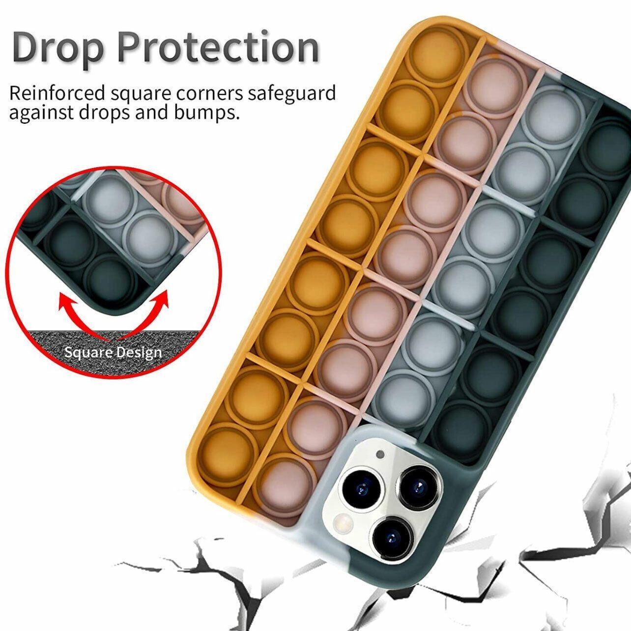 Rainbow Pop Fidget Toys Push It Bubble Phone Case For iPhone 7 8 Plus X XR 11 12 Pro Max - iPhone XR