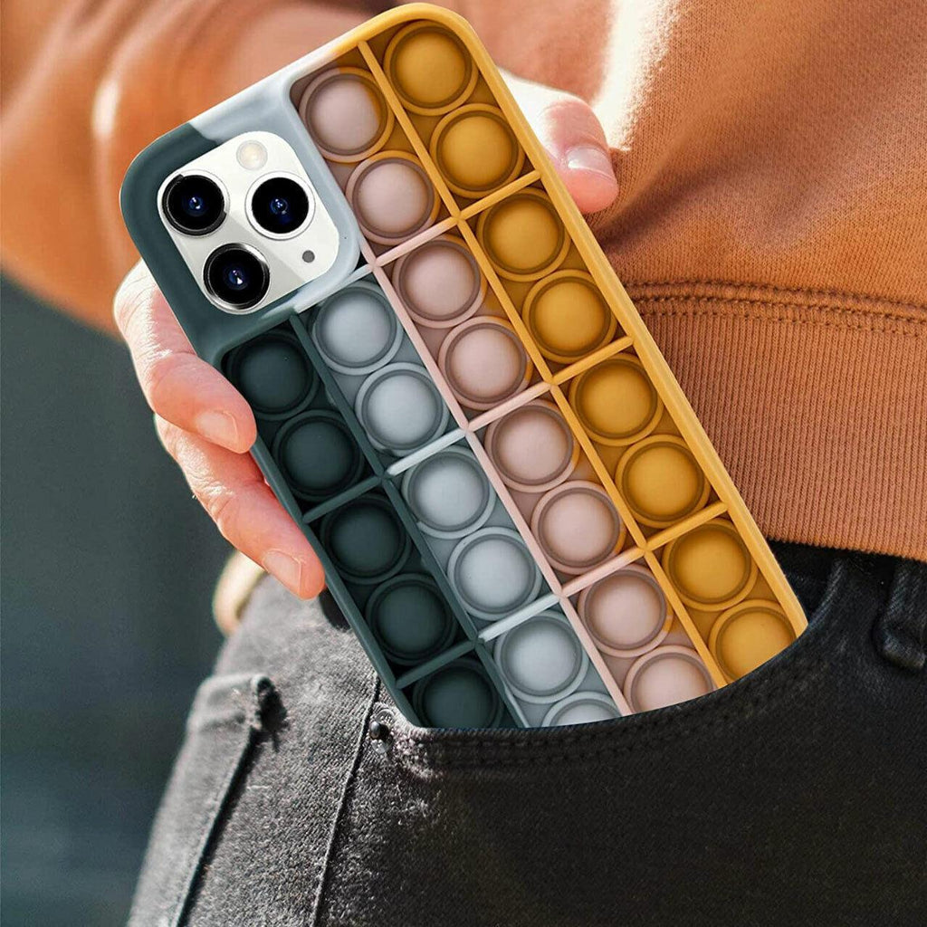 Blue-White Pop Fidget Toys Push It Bubble Phone Case For Iphone - iPhone XS MAX