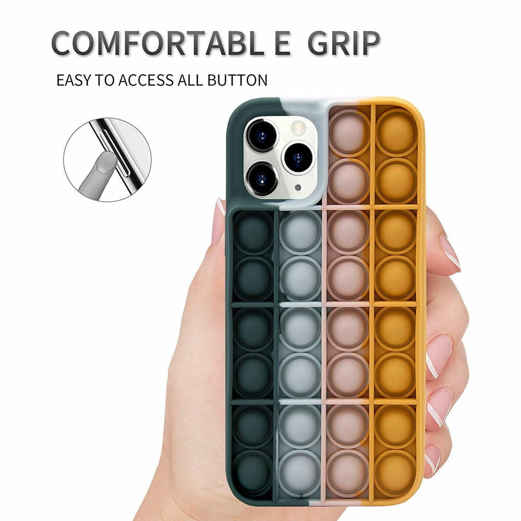 Blue-White Pop Fidget Toys Push It Bubble Phone Case For Iphone - iPhone 12