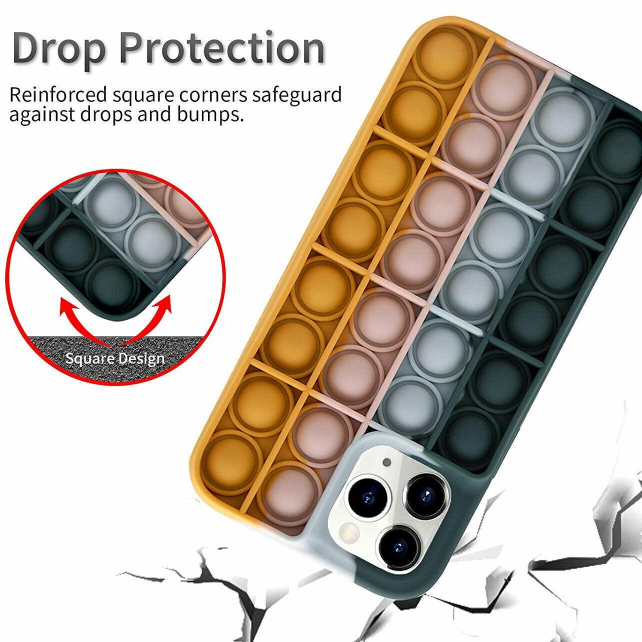 Blue-White Pop Fidget Toys Push It Bubble Phone Case For Iphone - iPhone 12