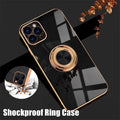 Black Luxury Shockproof Silicone Ring Case Stand Cover for iPhone 14 13 12 Pro Max - iPhone 14 Pro Max