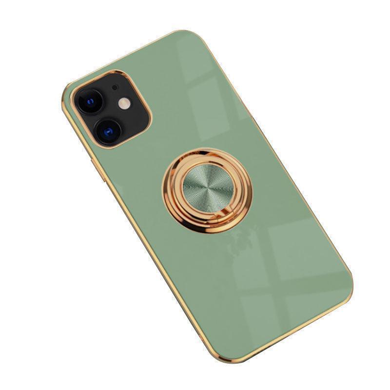 Fruit Green Luxury Shockproof Silicone Ring Case Stand Cover for iPhone 14 13 12 Pro Max - iPhone X/XS