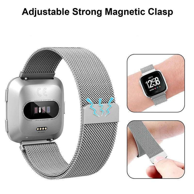 For Fitbit Versa 2 Lite Watch Band Strap Sports Metal Wristband Replacement Large - Silver Versa/Versa 2/Lite