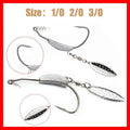 Weedless Jighead Hook Swimbait Worm Fishing Lure Wide Gap Single Barbed Spinner - 3/0#