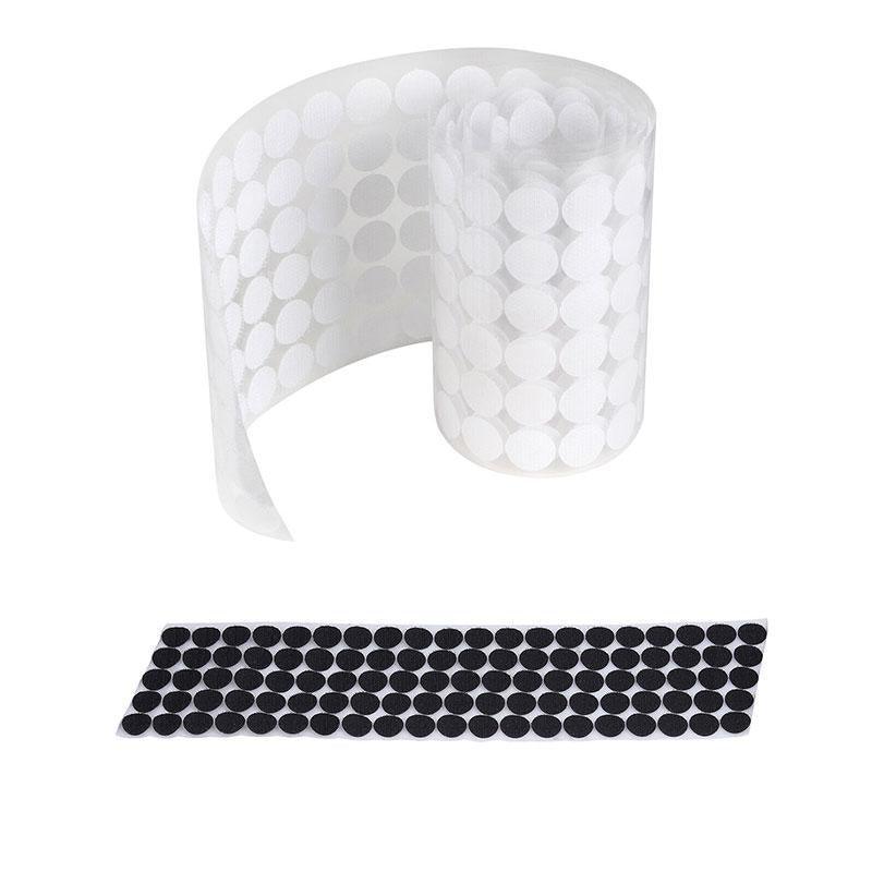 Hook and Loop Sticky Self Adhesive Dots Coins Circles Tape Black White 15mm - Black