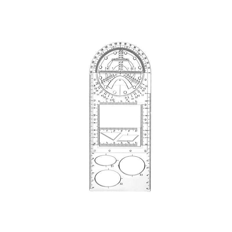 Multifunctional Geometric Ruler Student Mathematics Drawing Tools School Office - Clear-Primary School