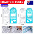 Multifunctional Geometric Ruler Student Mathematics Drawing Tools School Office - Blue-Primary School