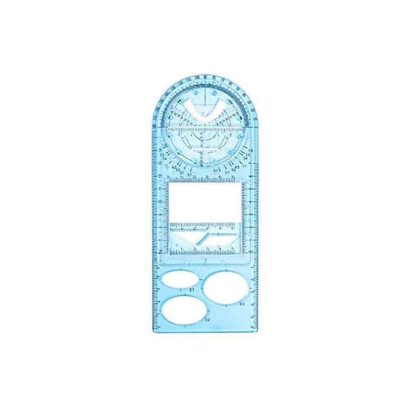 Multifunctional Geometric Ruler Student Mathematics Drawing Tools School Office - Blue-Primary School