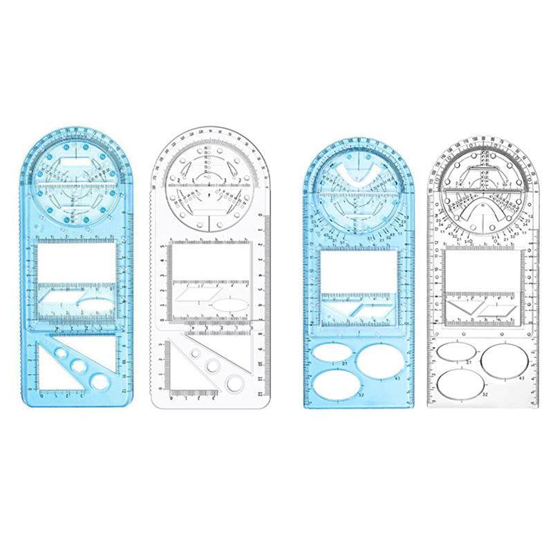 Multifunctional Geometric Ruler Student Mathematics Drawing Tools School Office - Blue-Senior High School