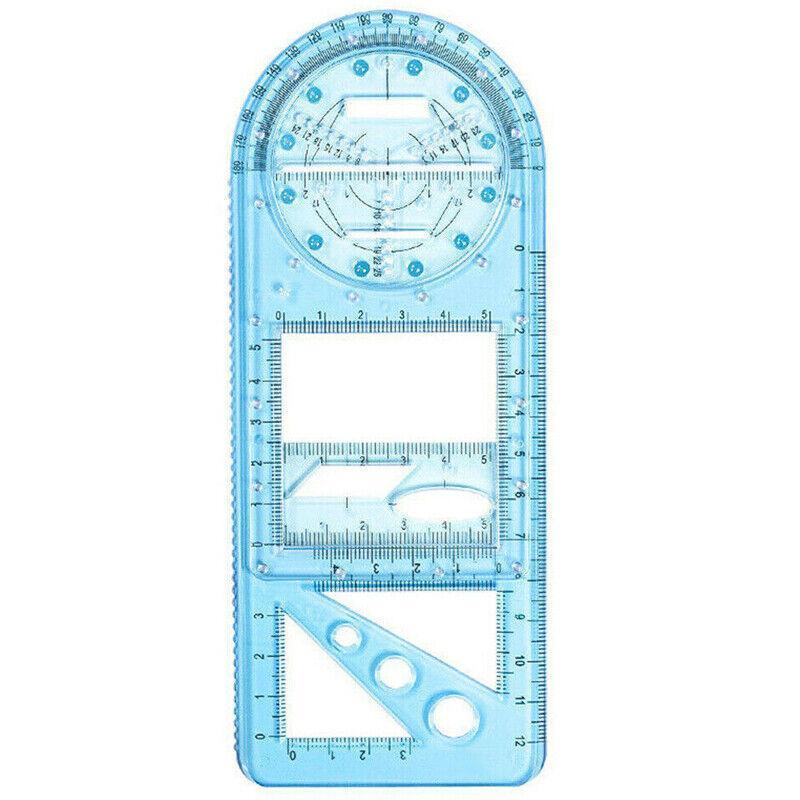 Multifunctional Geometric Ruler Student Mathematics Drawing Tools School Office - Blue-Senior High School
