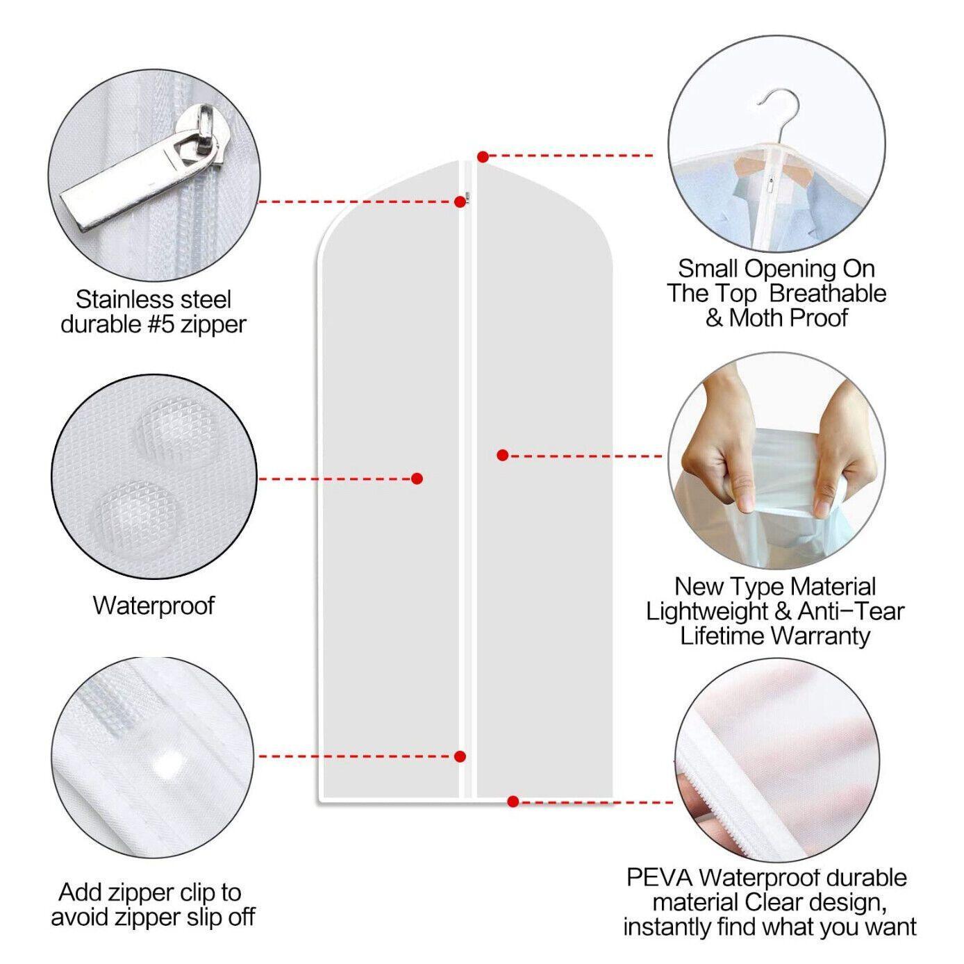 New Dustproof Storage Bag Garment Dress Cover Suit Clothes Coat Jacket Protector - XXL (60*140cm) x 5 Units