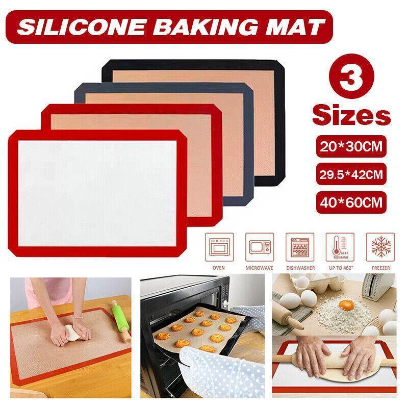 Silicone Baking Mat Non Stick Reusable Sheet for Pastry Dough Cookie Oven Bakeware - Grey 2PCS(2*60X40CM)