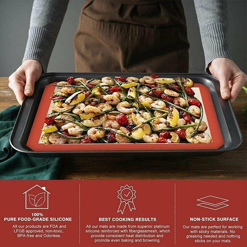 Silicone Baking Mat Non Stick Reusable Sheet for Pastry Dough Cookie Oven Bakeware - Grey 4PCS(2*30X21+2*42X29.5CM)