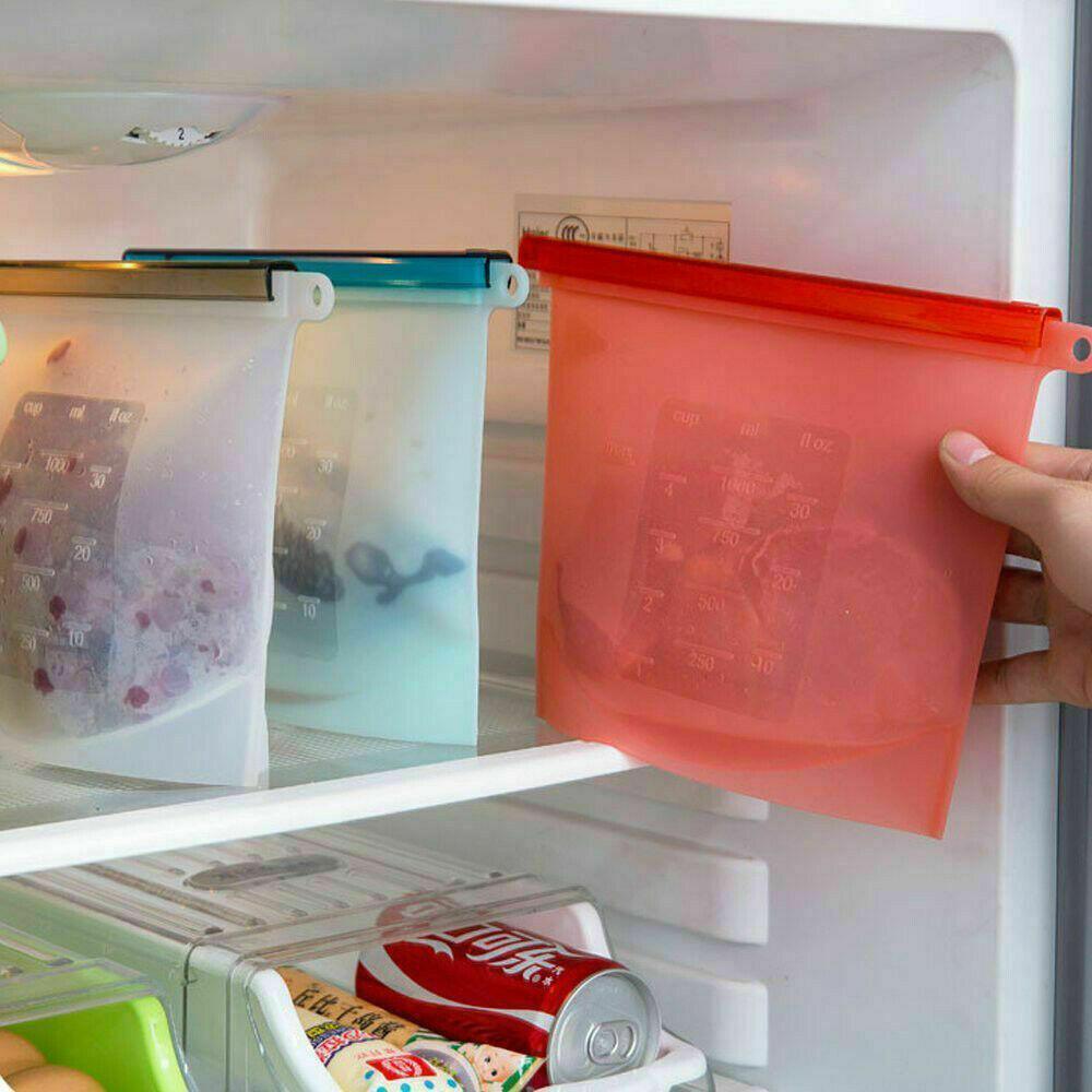 White Reusable Silicone Food Storage Bags Leak proof Microwave Freezer Freshness Safe 1000ml - White 1000ml*1 Unit