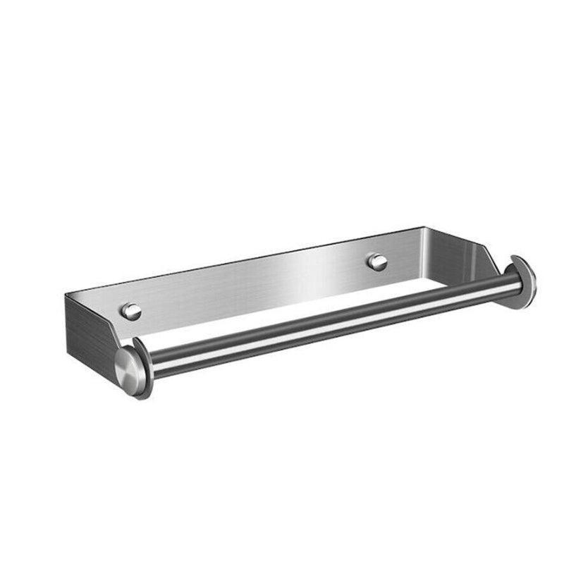 Paper Towel Holder Under Cabinet Wall Mount Stainless Steel Rack Kitchen - Silver