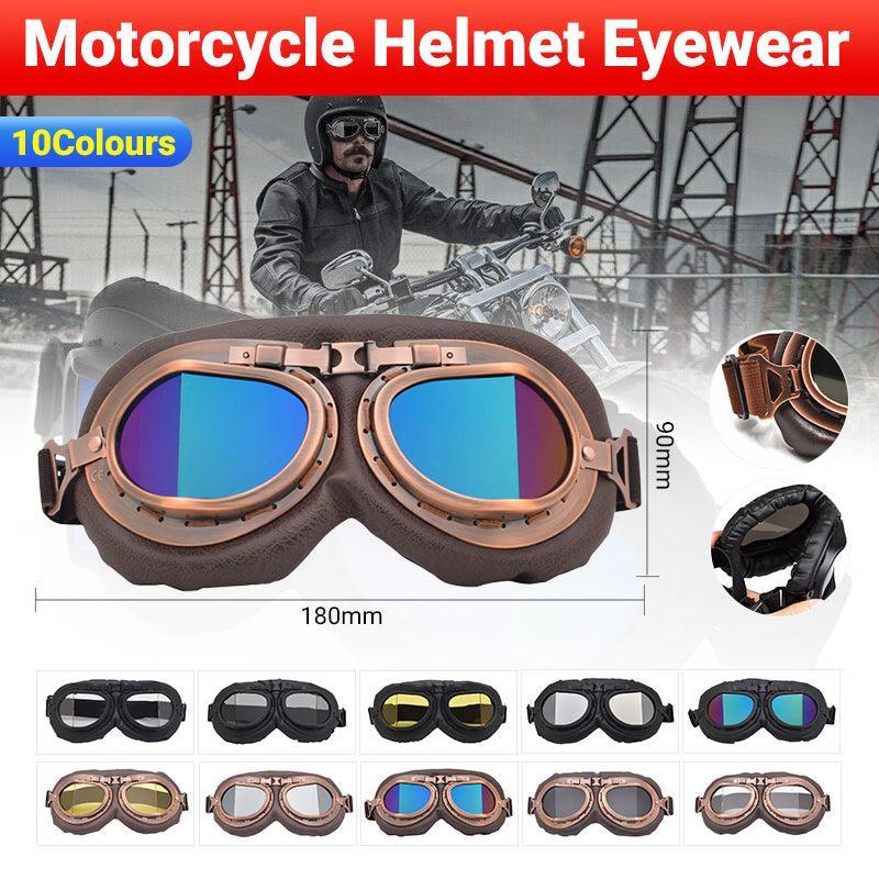 Vintage Pilot Motorcycle Racing Goggles Aviator Retro Atv Utv Dirt Bike Eyewear - Copper + Colourful