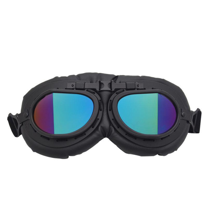 Vintage Pilot Motorcycle Racing Goggles Aviator Retro Atv Utv Dirt Bike Eyewear - Copper + Colourful