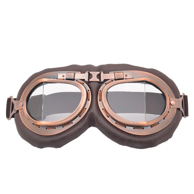 Vintage Pilot Motorcycle Racing Goggles Aviator Retro Atv Utv Dirt Bike Eyewear - Copper + Grey