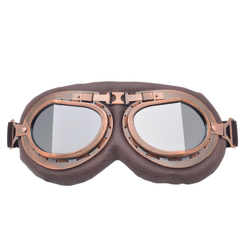 Vintage Pilot Motorcycle Racing Goggles Aviator Retro Atv Utv Dirt Bike Eyewear - Copper + Grey