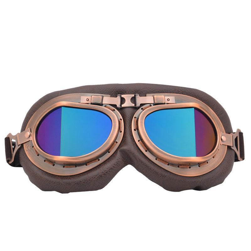 Vintage Pilot Motorcycle Racing Goggles Aviator Retro Atv Utv Dirt Bike Eyewear - Copper + Grey
