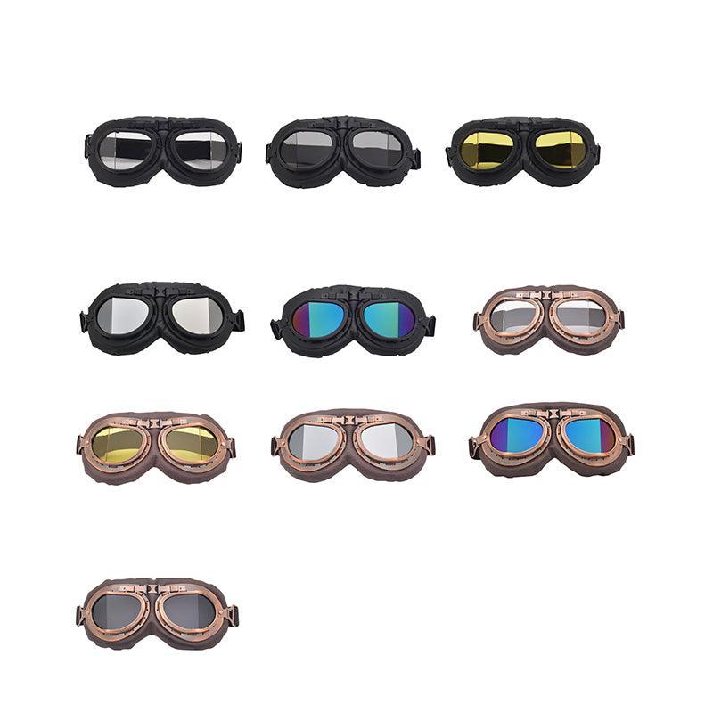 Vintage Pilot Motorcycle Racing Goggles Aviator Retro Atv Utv Dirt Bike Eyewear - Copper + Silver