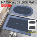 40*60CM Super Absorbent Floor Mat Soft Quick-Drying Non-Slip Diatom Mud Bath - Grey-Oval