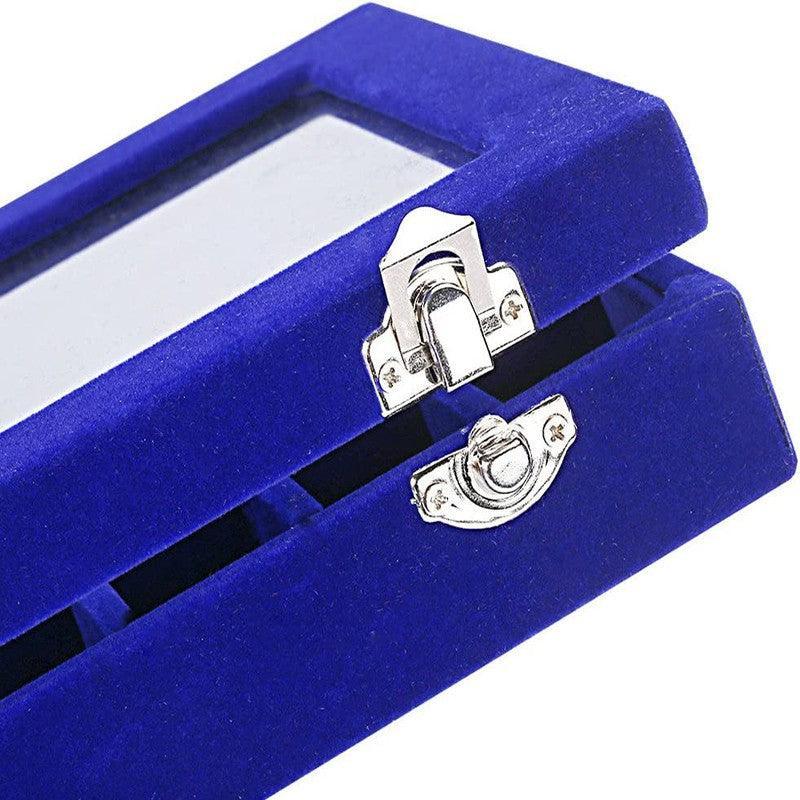 Velvet Jewelry Box Earring Organizer Display Case Storage Holder with 24 Grid - Grey