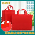100PCS Reusable Non Woven Shopping Bags Eco Friendly Washable Tote Bags Red - 41X35X12CM