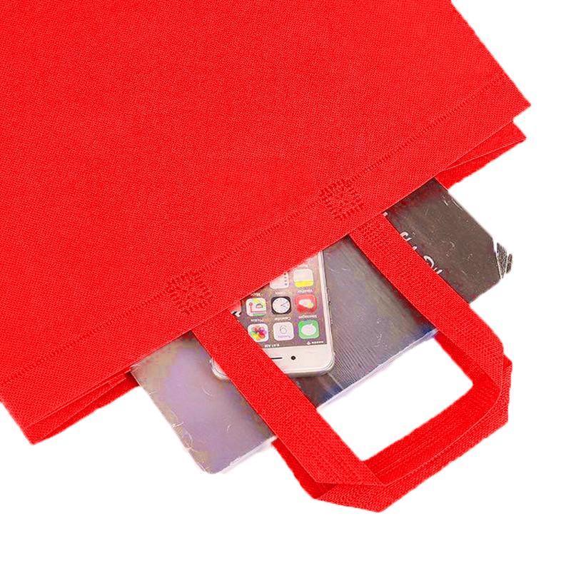 100PCS Reusable Non Woven Shopping Bags Eco Friendly Washable Tote Bags Red - 41X35X12CM