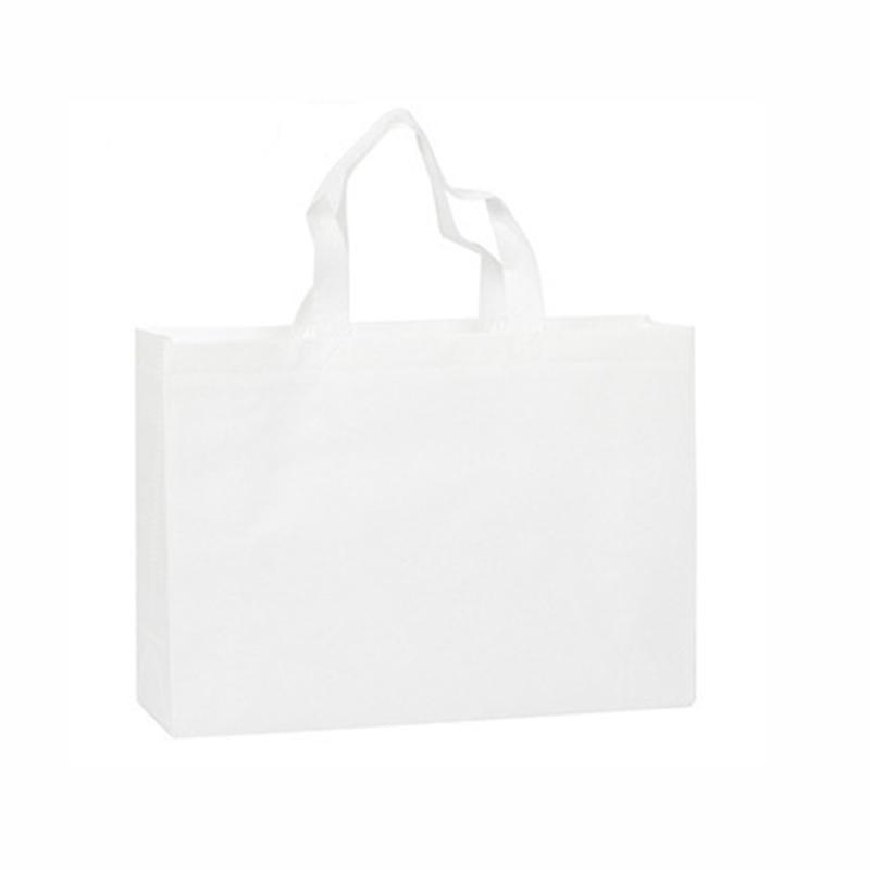 100PCS Reusable Non Woven Shopping Bags Eco Friendly Washable Tote Bags White - 41X35X12CM