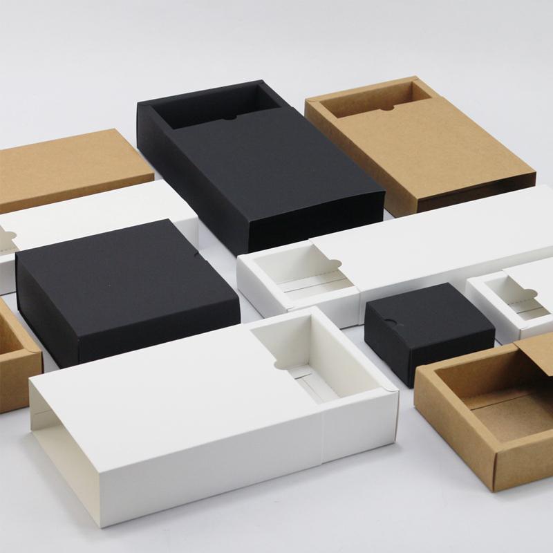100PCS DIY Paper Box Drawer Type Jewelry Packing Box Tea Gift Cosmetics Kraft - 8*8*4cm