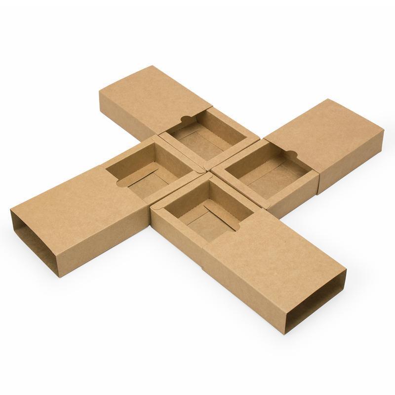 100PCS DIY Paper Box Drawer Type Jewelry Packing Box Tea Gift Cosmetics Kraft - 8*8*4cm