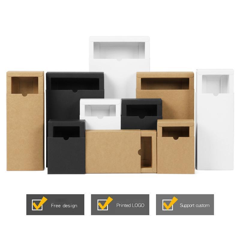 100PCS DIY Paper Box Drawer Type Jewelry Packing Box Tea Gift Cosmetics Kraft - 22*16*4.4cm