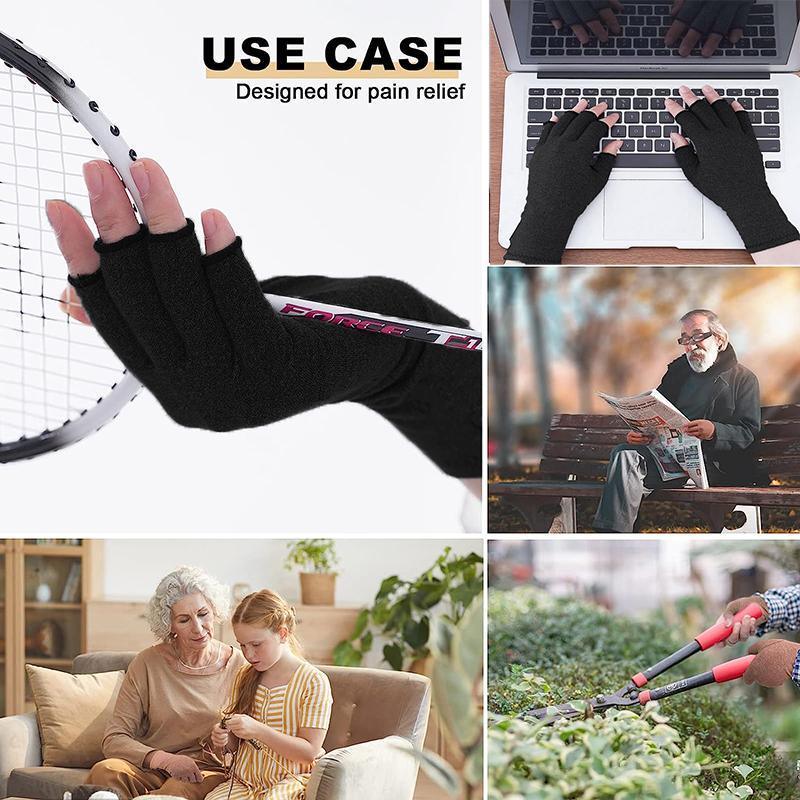 Brace Arthritis Hand Compression Gloves fingerless gloves Pain Relief Brown - L