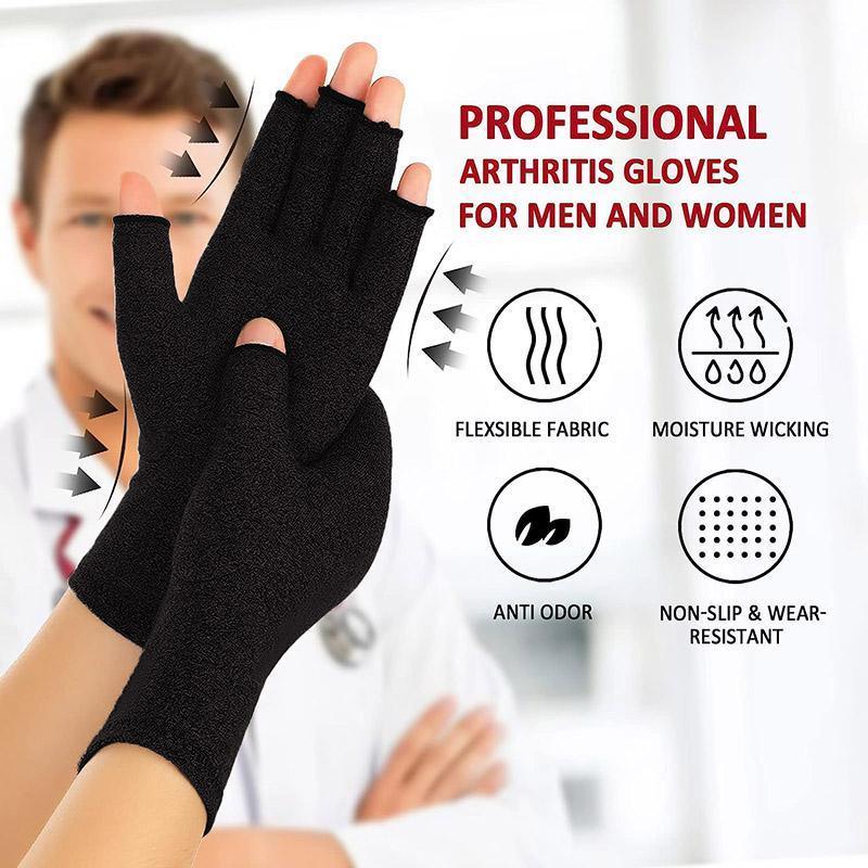 Brace Arthritis Hand Compression Gloves fingerless gloves Pain Relief Brown - L