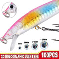 100PCS Fish Eyes 3D Holographic Lure Eyes Fly Tying Jigs Crafts Dolls - 100PCS / 5mm / Silver