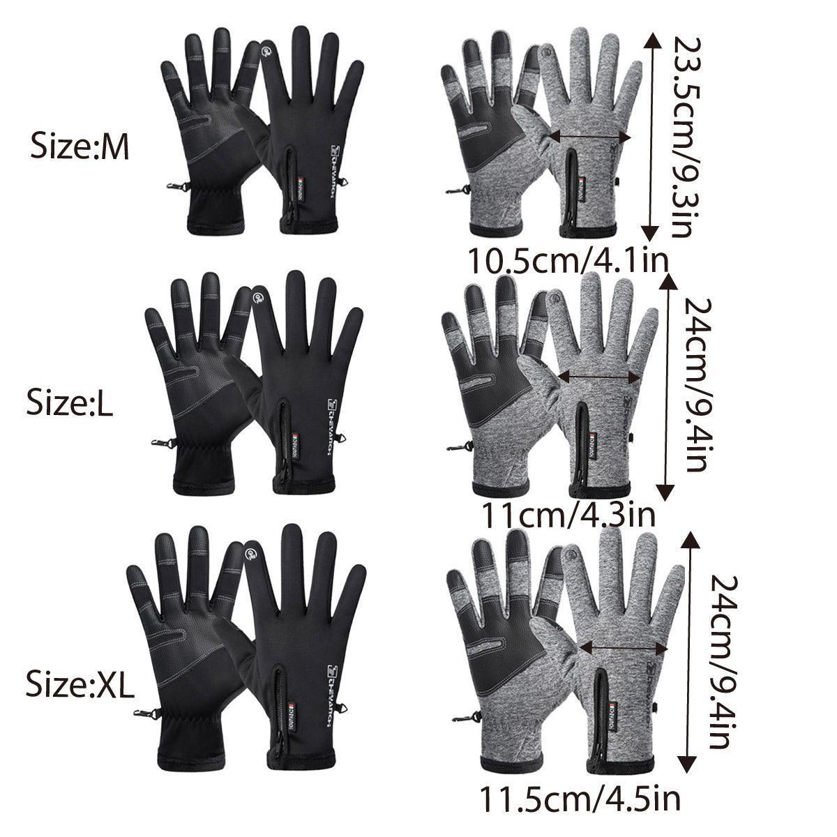Winter Gloves Thermal Touch Screen Thermal Windproof Warm Grey - M