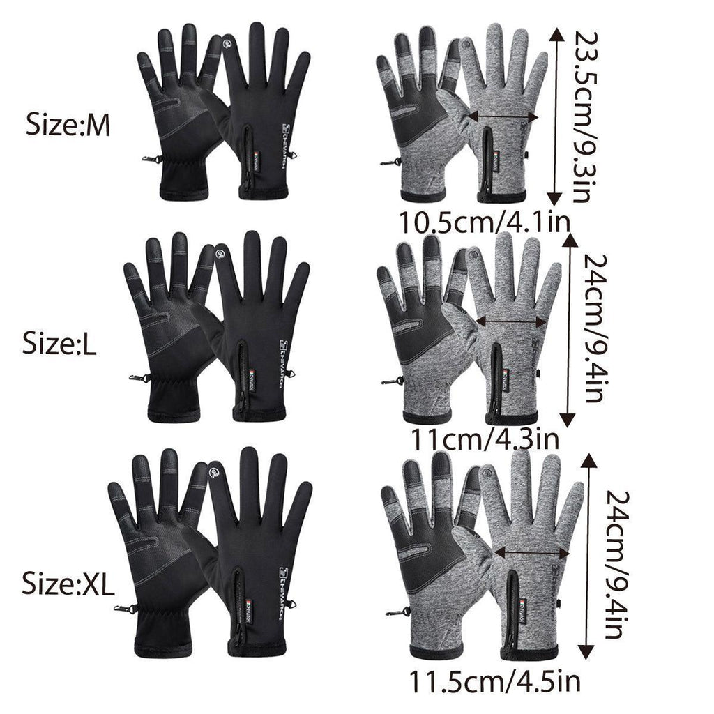 Winter Gloves Thermal Touch Screen Thermal Windproof Warm Grey - XL