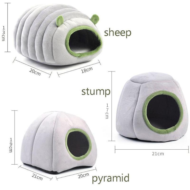 Soft Small Animal Guinea Pig Cozy Warm Pet Tent Hamster House Hideout Cave Bed - Grey-Stump